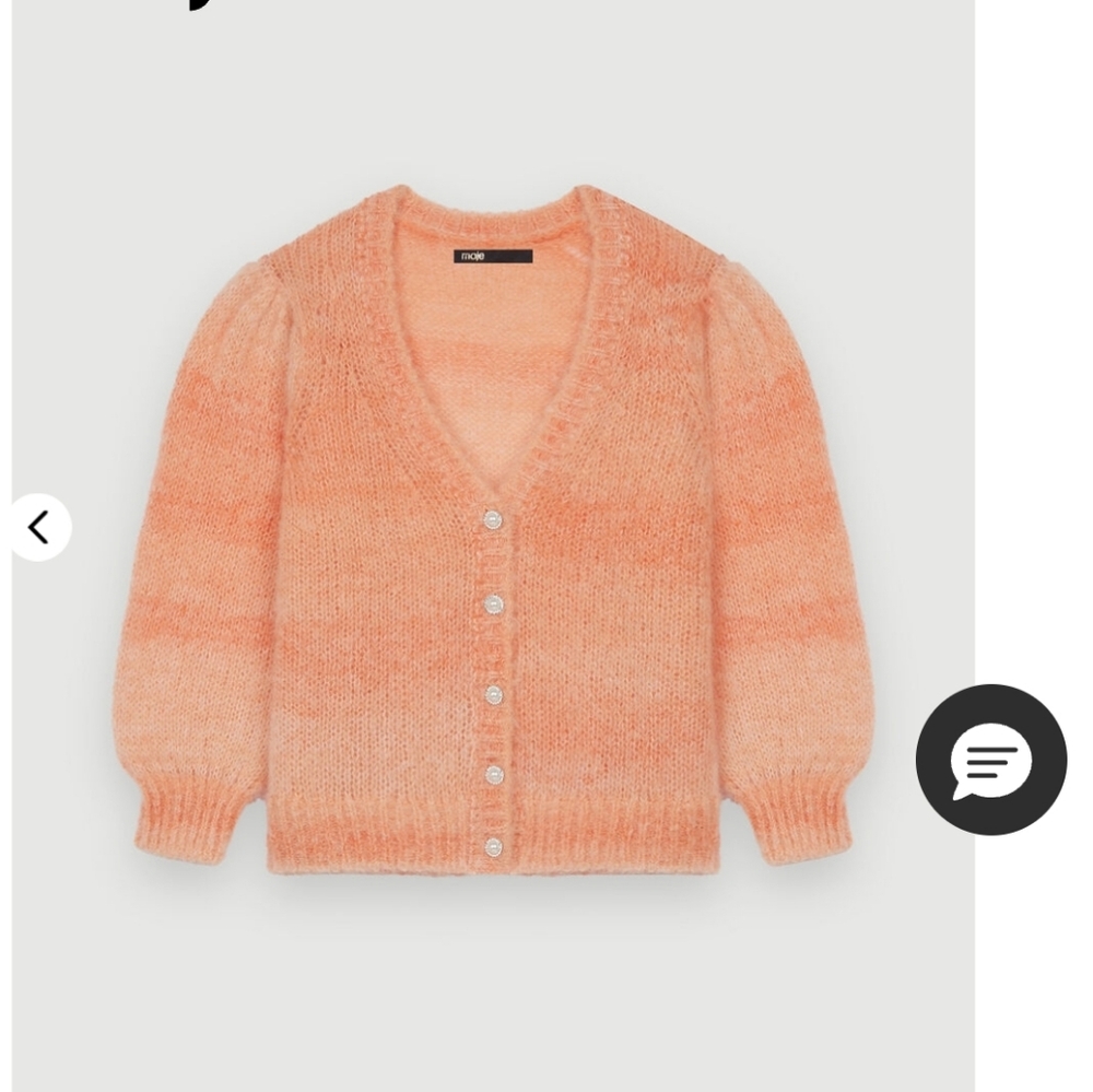 Maje Peach Mohair-Blend V-Neck Cardigan